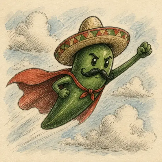 Jose flying like a superhero with a sombrero cape