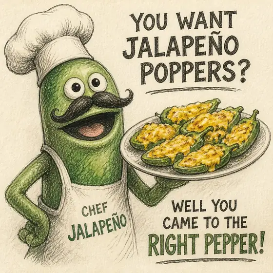 Jose as a chef stuffing jalapeño poppers with cheese