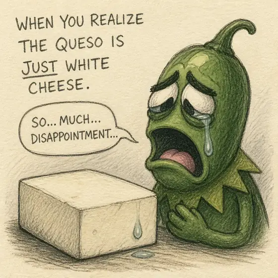 Jose looking sadly at a slice of processed cheese